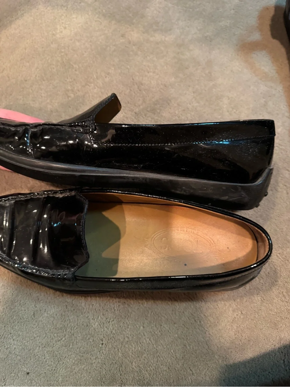 Tod's Black Patent Leather Slip-On Loafers